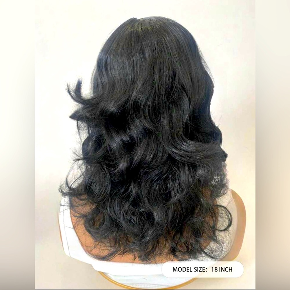 18 inch Sexy Wavy Synthetic Wig - W/Bangs - For everyday or quick fashion look.